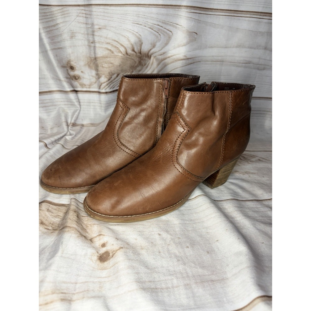 Crown Vintage Leather Ankle Bootie‎ Heels Womans 10 M Western Brown